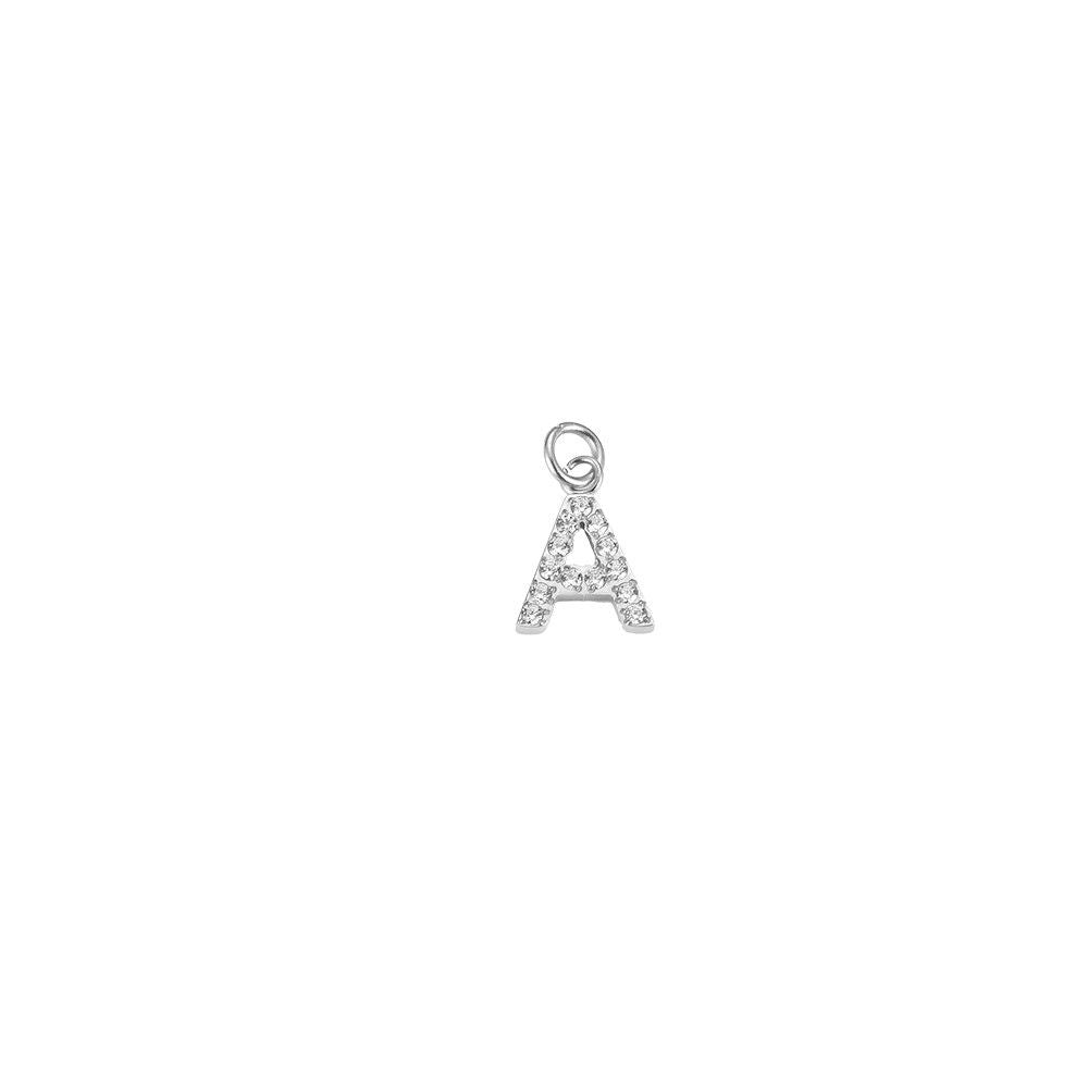 Edelstahl Charm "Letter Silber" mit Zirkonia Steinen