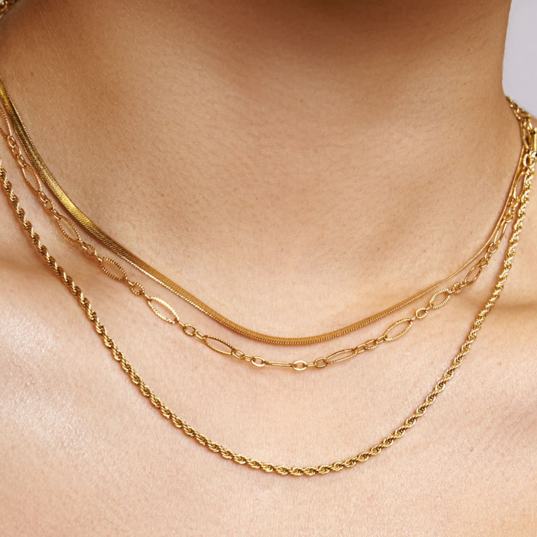 Edelstahl Kette "Twist Gold" 14K vergoldet