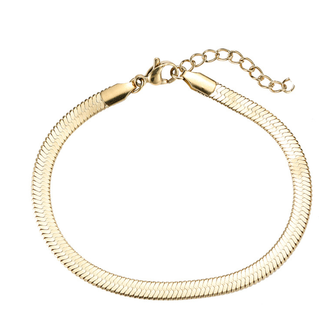 Stainless steel bracelet "Snake Gold" 14K gold plated