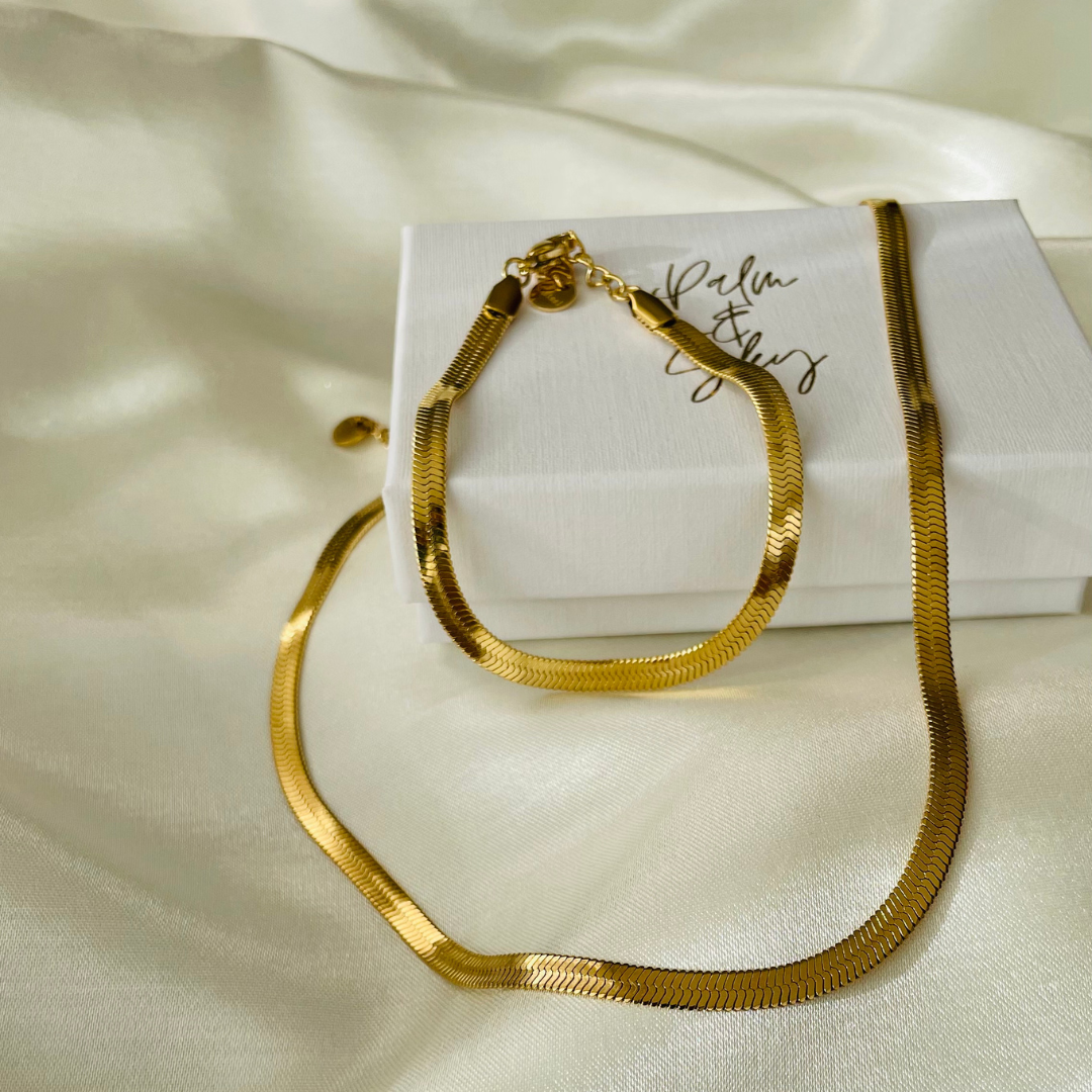 Edelstahl Kette "Snake Gold" 14K vergoldet