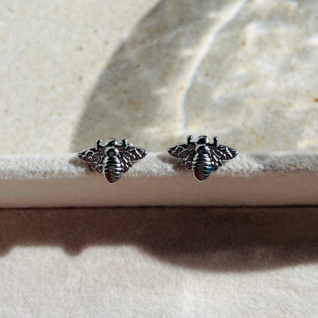 Edelstahl Ohrstecker "Bumblebee Silber" 14K vergoldet
