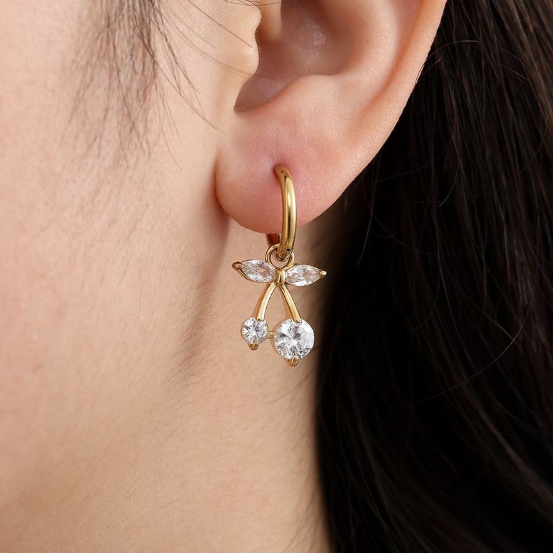 Edelstahl Ohrringe "Cherry Gold" 14K vergoldet