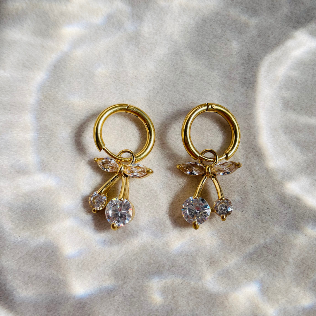 Edelstahl Ohrringe "Cherry Gold" 14K vergoldet