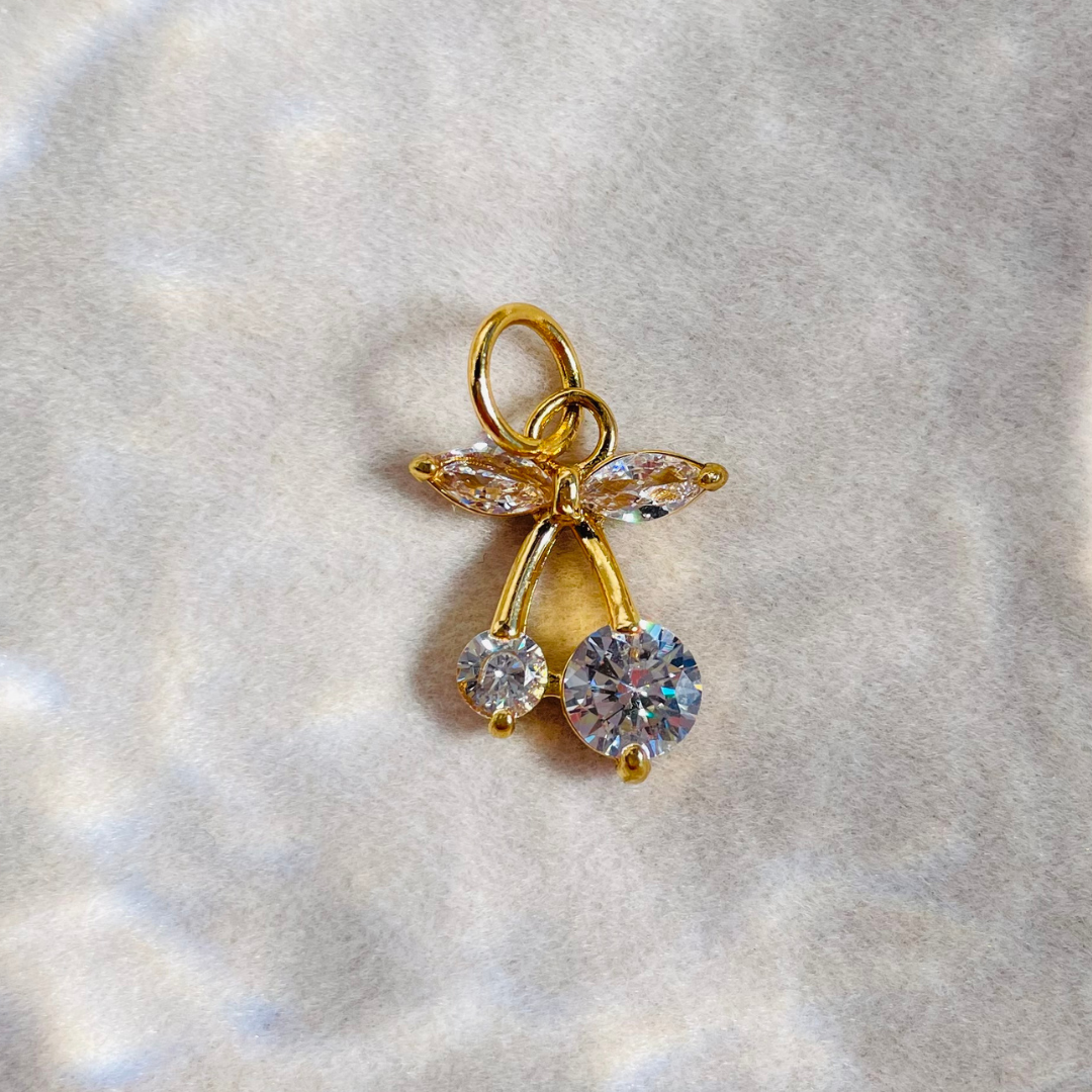 Edelstahl Charm "Cherry Gold" 14K vergoldet
