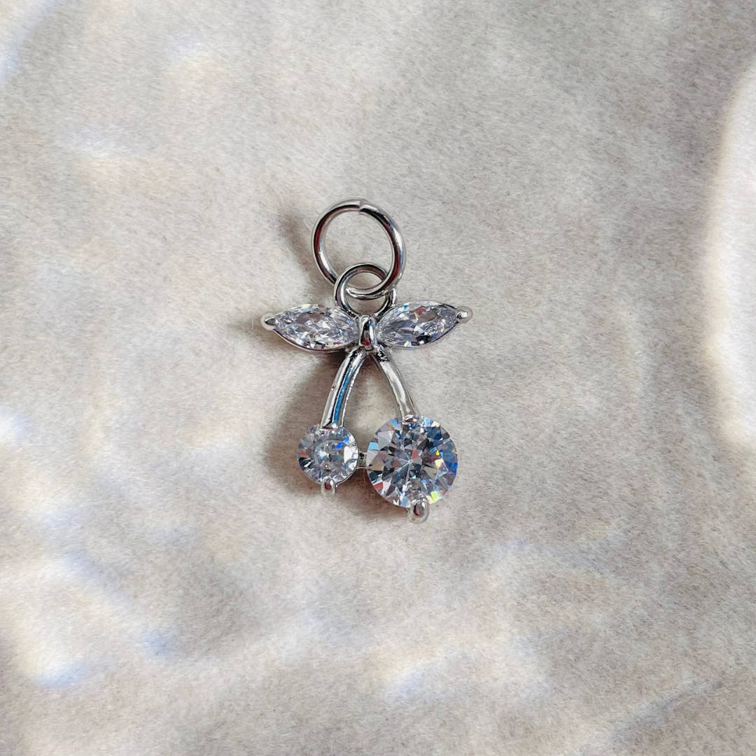 Edelstahl Charm "Cherry Silber" 14K vergoldet