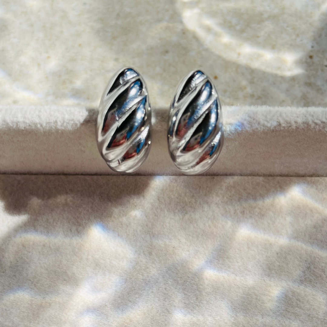 Edelstahl Ohrstecker "Malie Silber" 14K vergoldet