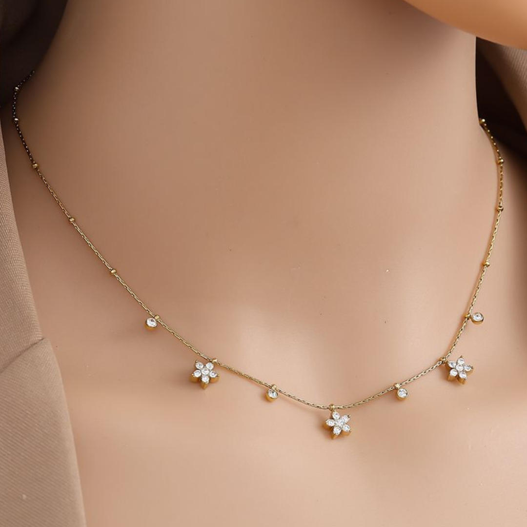 Edelstahl Kette "Flora Silber" 14K vergoldet