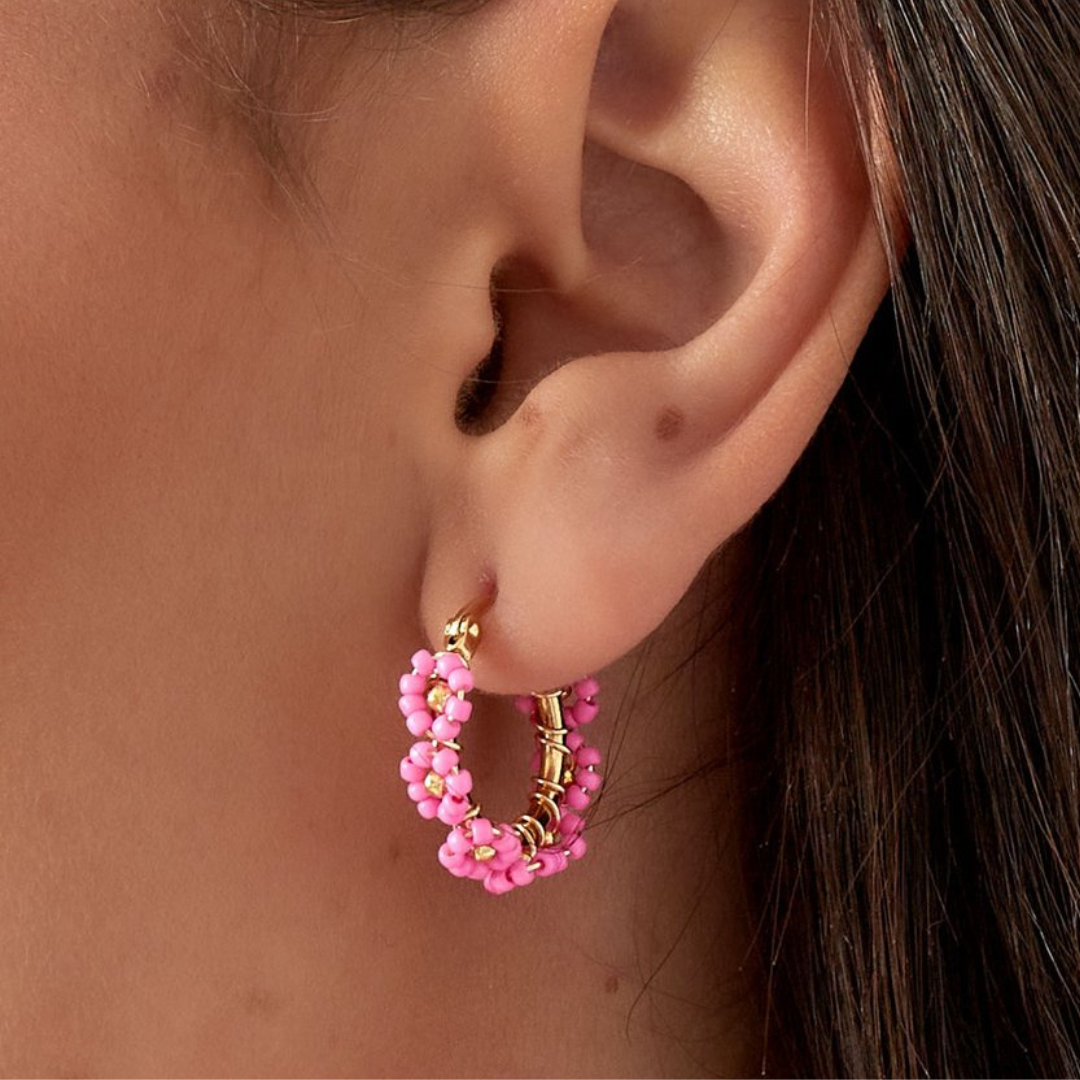 Edelstahl Ohrringe "Kalani Pink" 14K vergoldet
