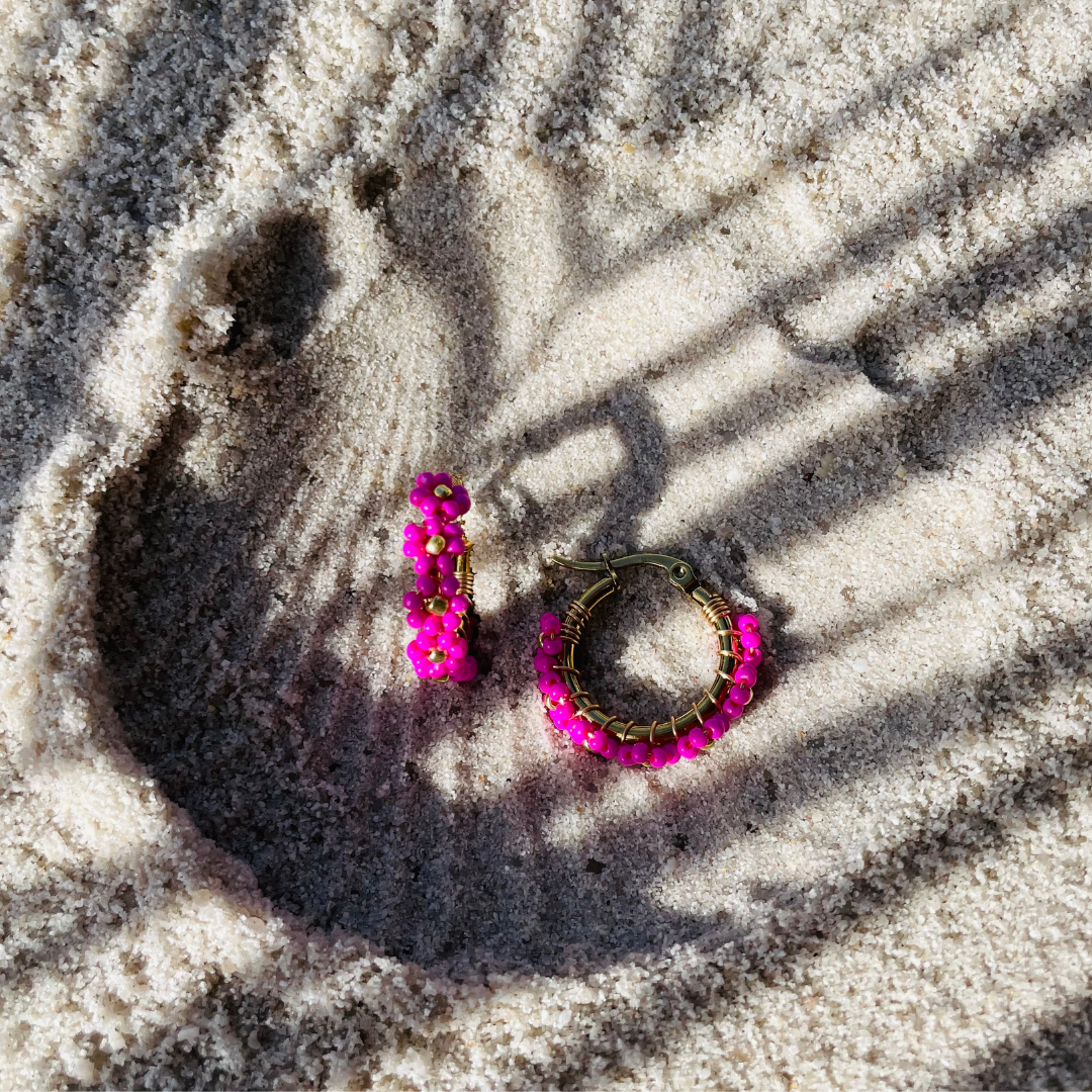 Edelstahl Ohrringe "Kalani Pink" 14K vergoldet
