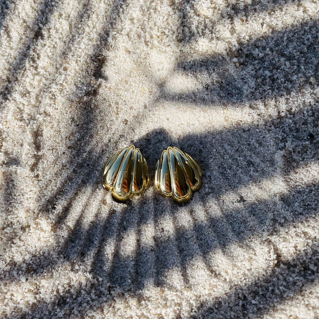 Edelstahl Ohrstecker "Shell Gold" 14K vergoldet