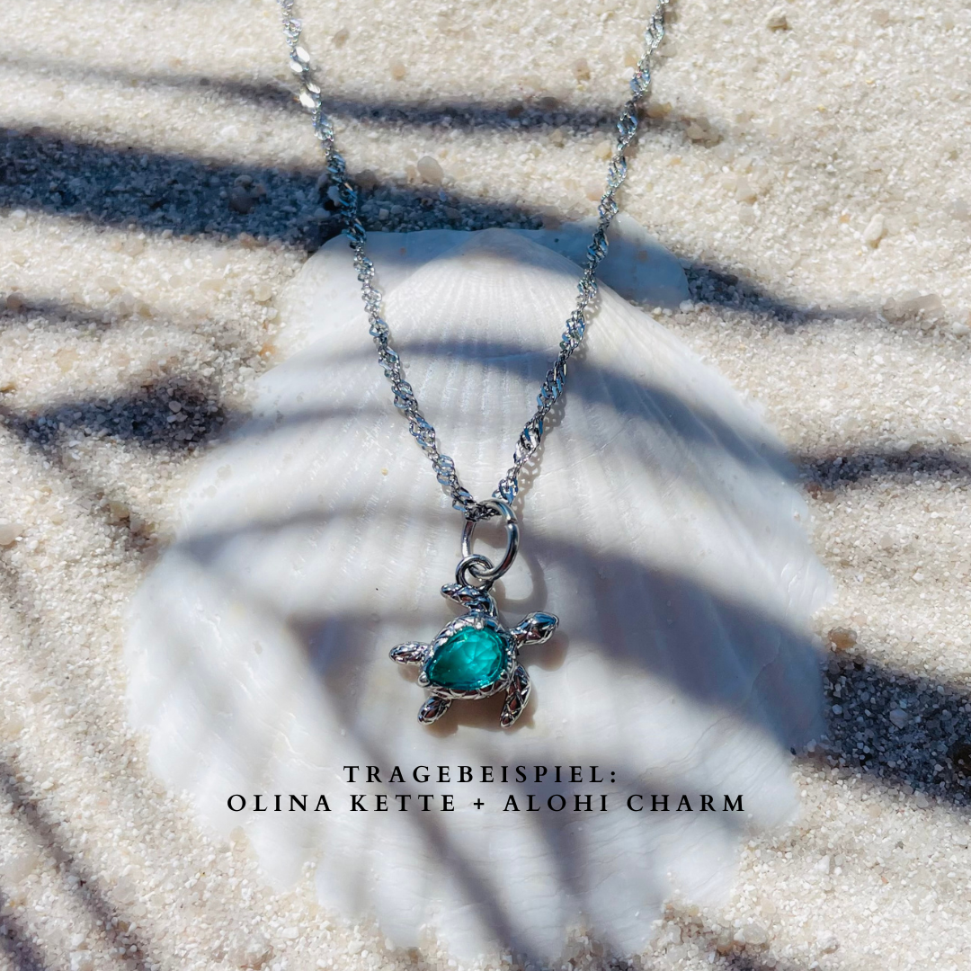 Edelstahl Charm "Alohi Silber" 14K vergoldet