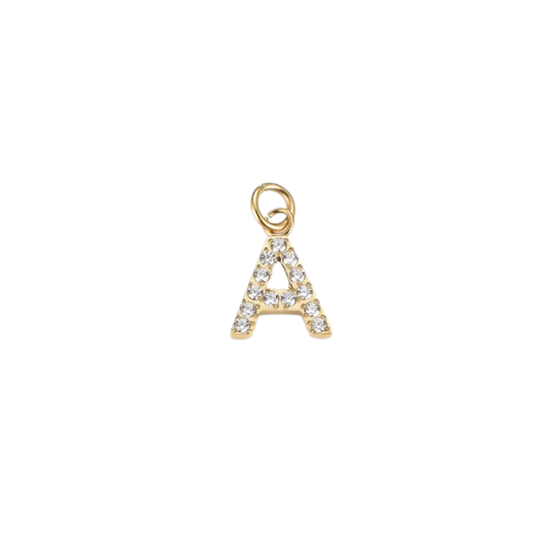 Edelstahl Charm "Letter Gold" mit Zirkonia Steinen
