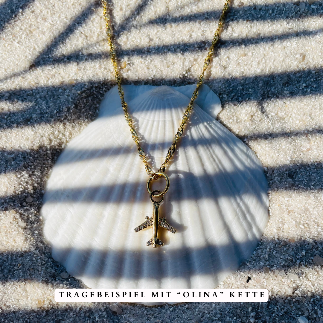 Edelstahl Charm "Airline Gold" 14K vergoldet