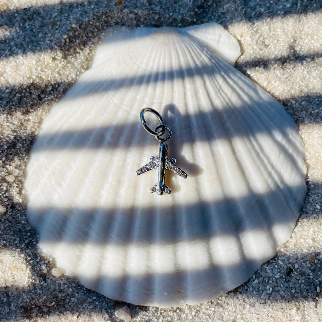 Edelstahl Charm "Airline Silber" 14K vergoldet