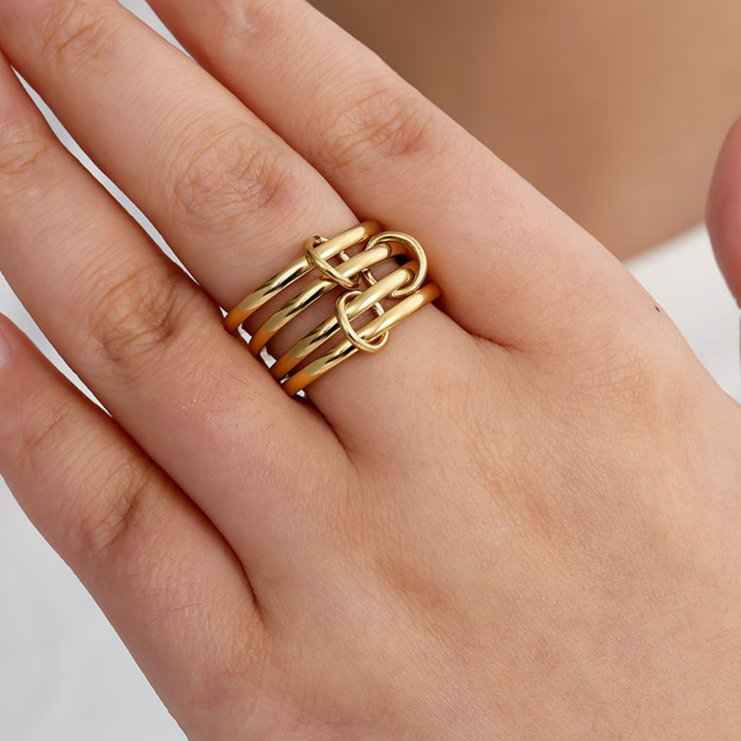 Edelstahl Ring "Kaleo Mix" 14K vergoldet