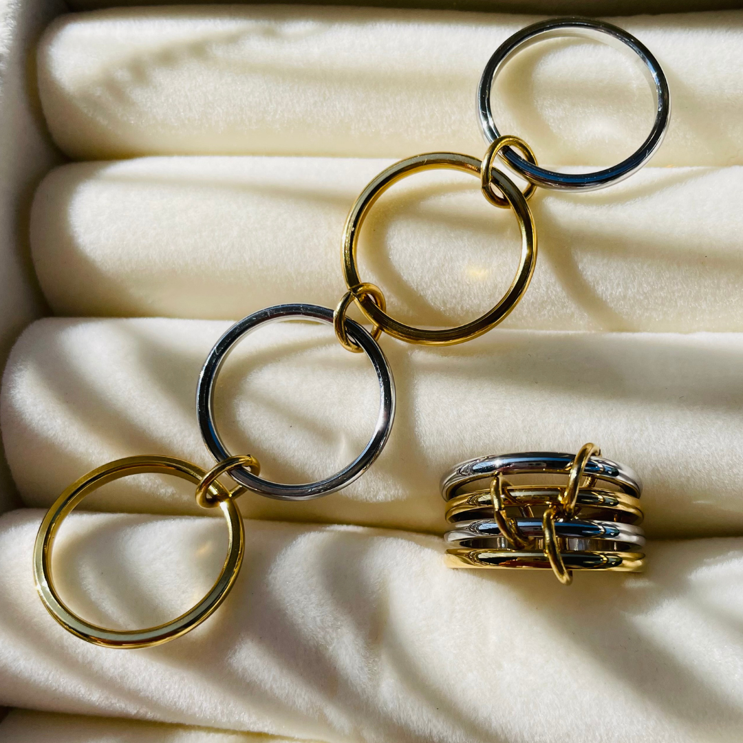 Edelstahl Ring "Kaleo Mix" 14K vergoldet