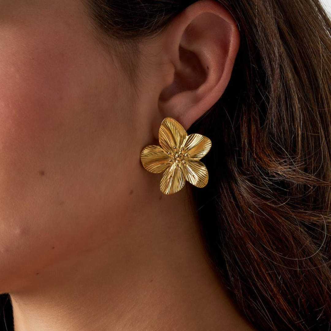 Edelstahl Ohrstecker "Bloom Silber" 14K vergoldet