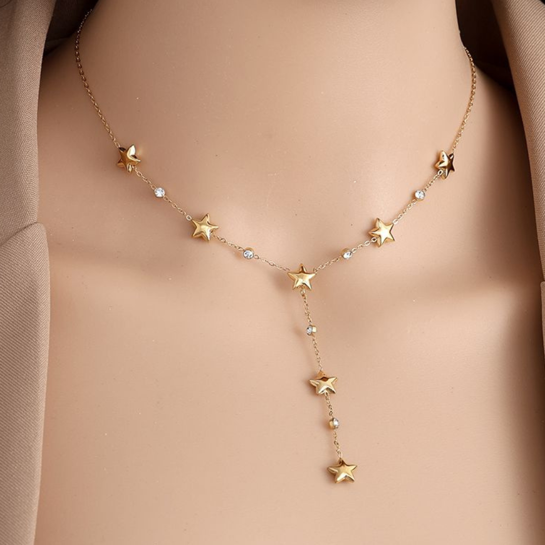 Edelstahl Y-Kette "Star Gold" 14K vergoldet