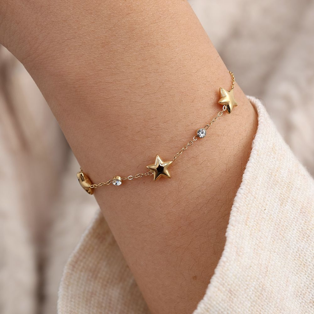 Edelstahl Armband "Star Gold" 14K vergoldet