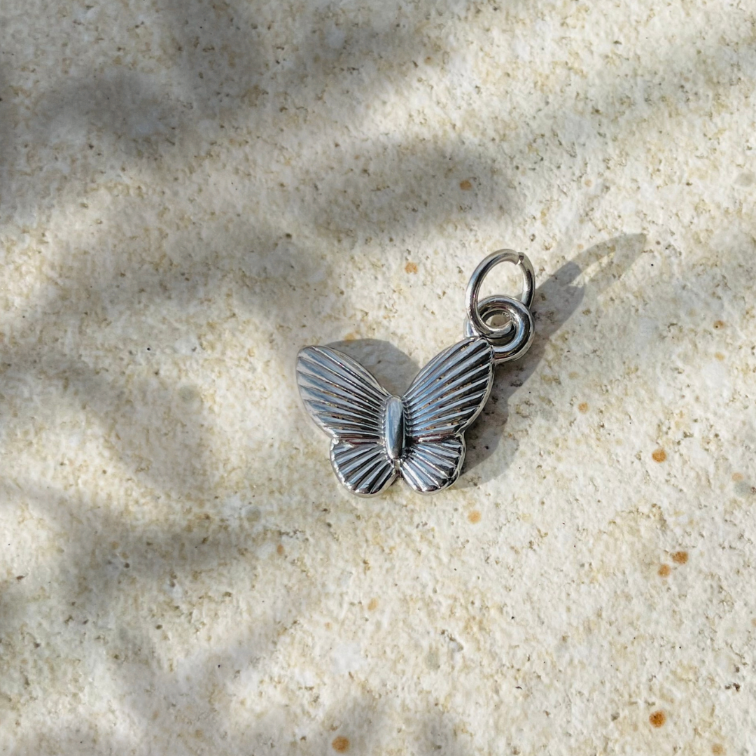 Edelstahl Charm "Mariposa Silber" 14K vergoldet