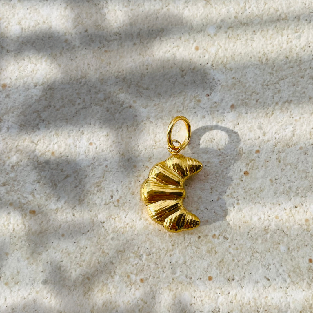 Edelstahl Charm "Croissant Gold" 14K vergoldet