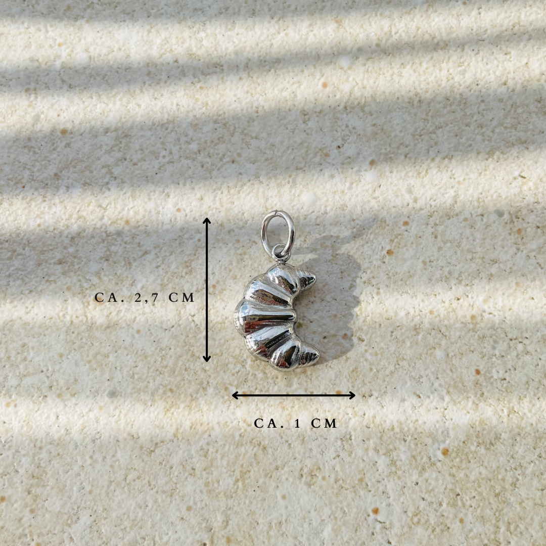 Edelstahl Charm "Croissant Silber" 14K vergoldet