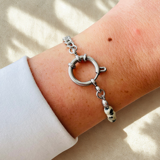 Edelstahl Armband "Dalmatiner Jaspis Silber" handgemacht