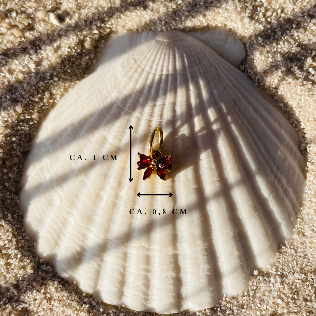 Edelstahl Charm "Mahalo Rot" 14K vergoldet