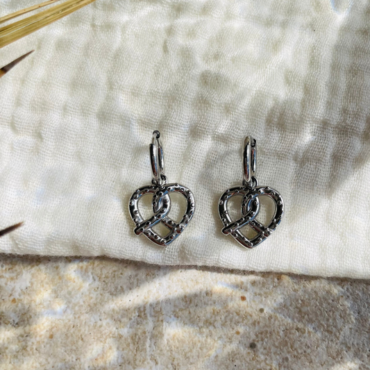 Edelstahl Ohrringe "Brezn Silber" 14K vergoldet