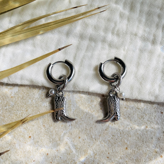 Edelstahl Ohrringe "Rodeo Silber" 14K vergoldet