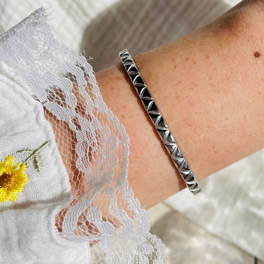 Edelstahl Armreif "Keala Silber" 14K vergoldet