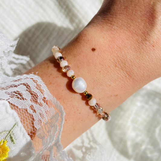 Perlenarmband "Brownie Gold" handgemacht