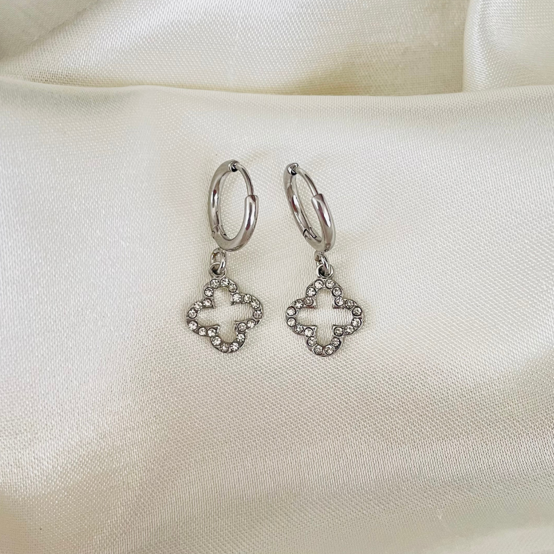 Edelstahl Ohrringe "Lucky Silber" 14K vergoldet