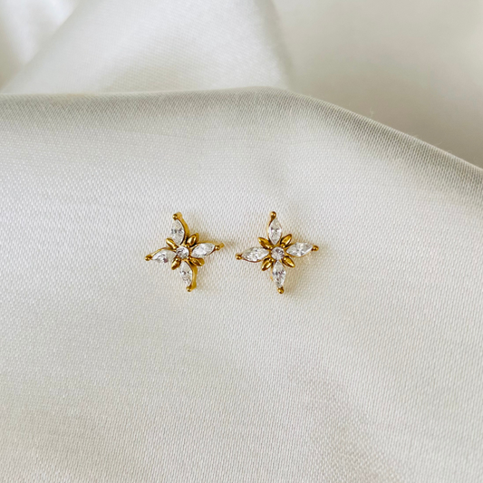 Edelstahl Ohrstecker "Fleur Gold" 14K vergoldet