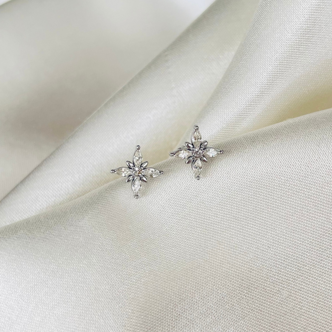 Edelstahl Ohrstecker "Fleur Silber" 14K vergoldet