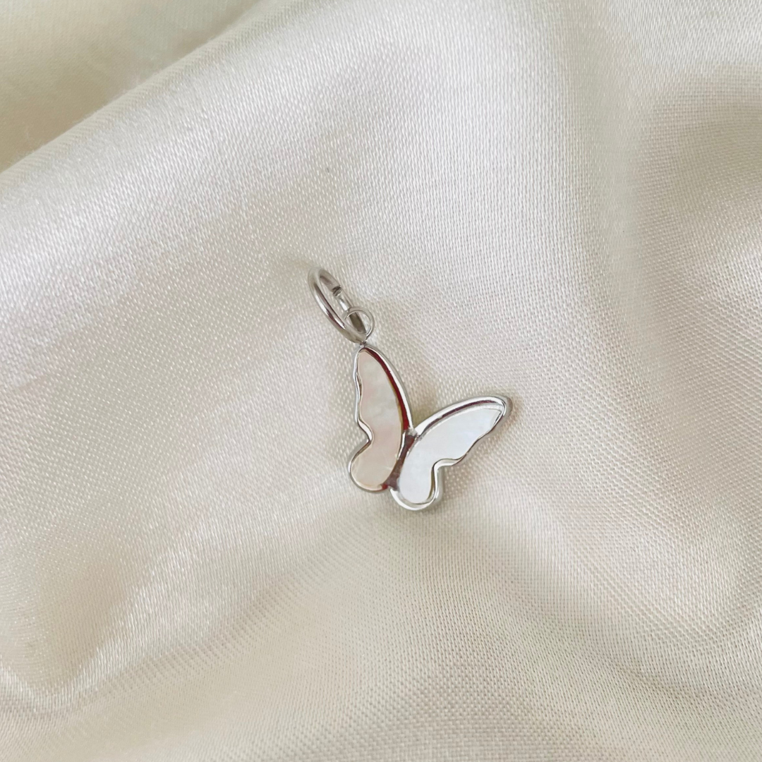 Edelstahl Charm "Kybele Silber" mit Perlmutt