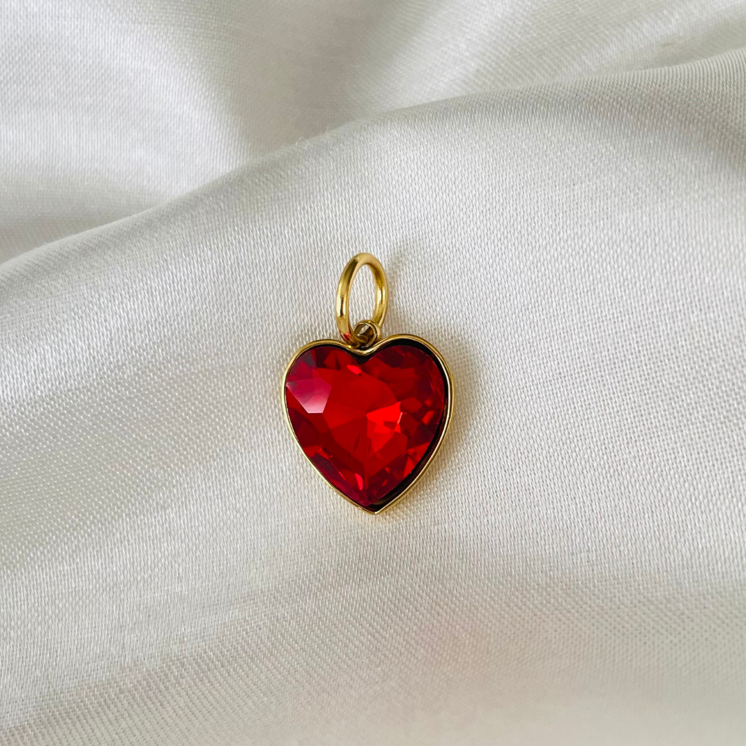 Edelstahl Charm "Amado Rot" 14K vergoldet