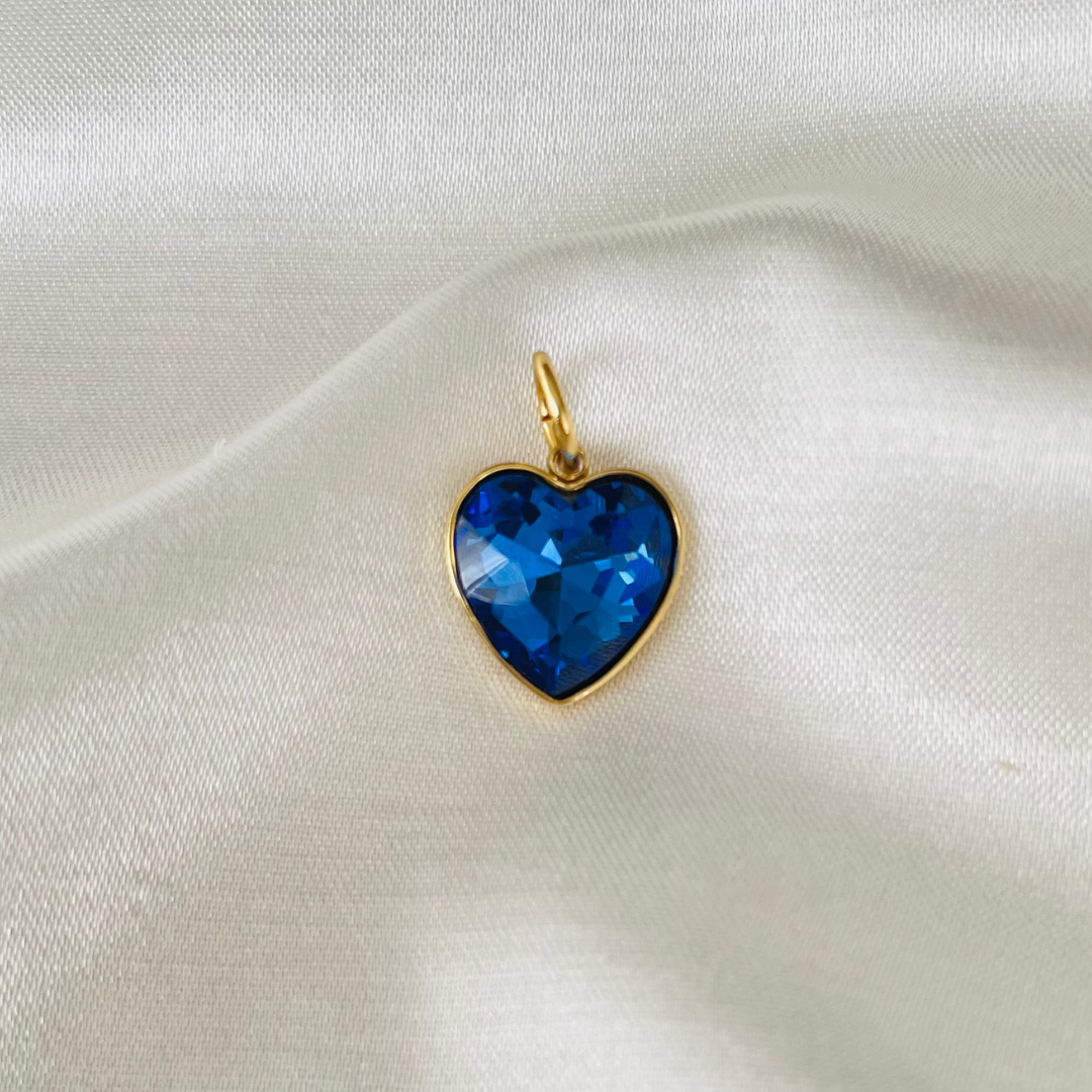 Edelstahl Charm "Amado Blau" 14K vergoldet