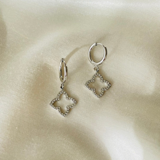 Edelstahl Ohrringe "Fleur Silber" 14K vergoldet
