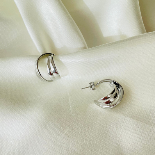 Edelstahl Ohrstecker "Cycle Silber" 14K vergoldet