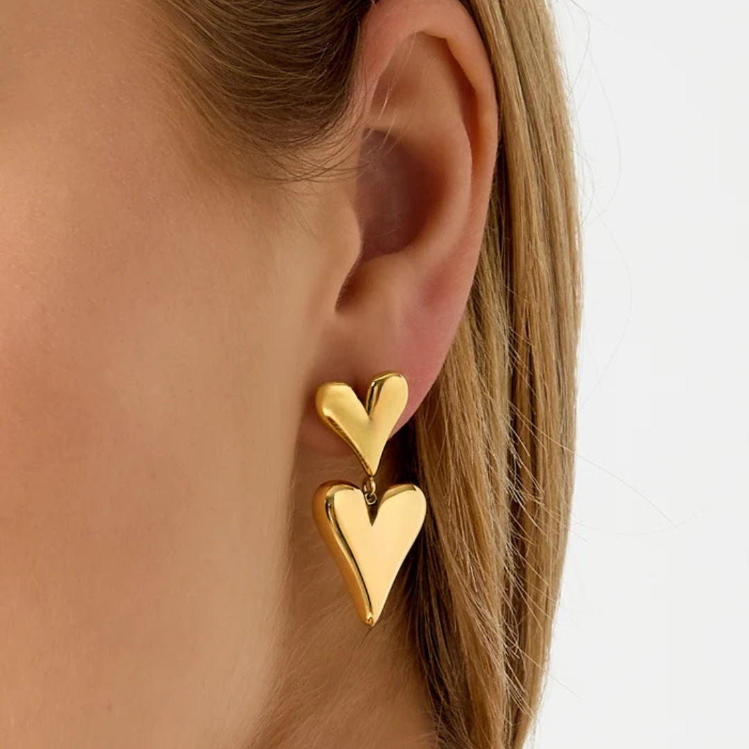Edelstahl Ohrstecker "Hearts Silber" 14K vergoldet
