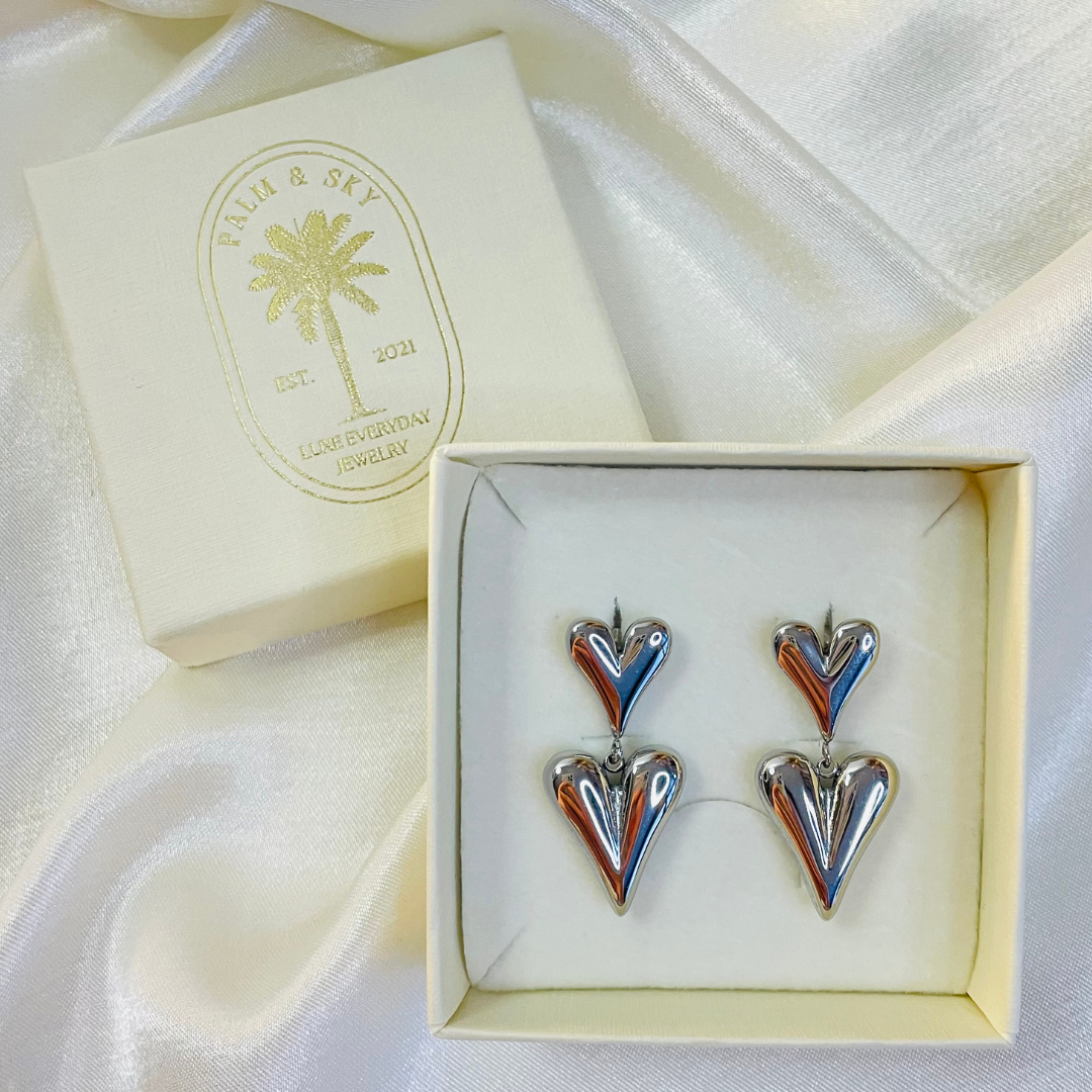 Edelstahl Ohrstecker "Hearts Silber" 14K vergoldet