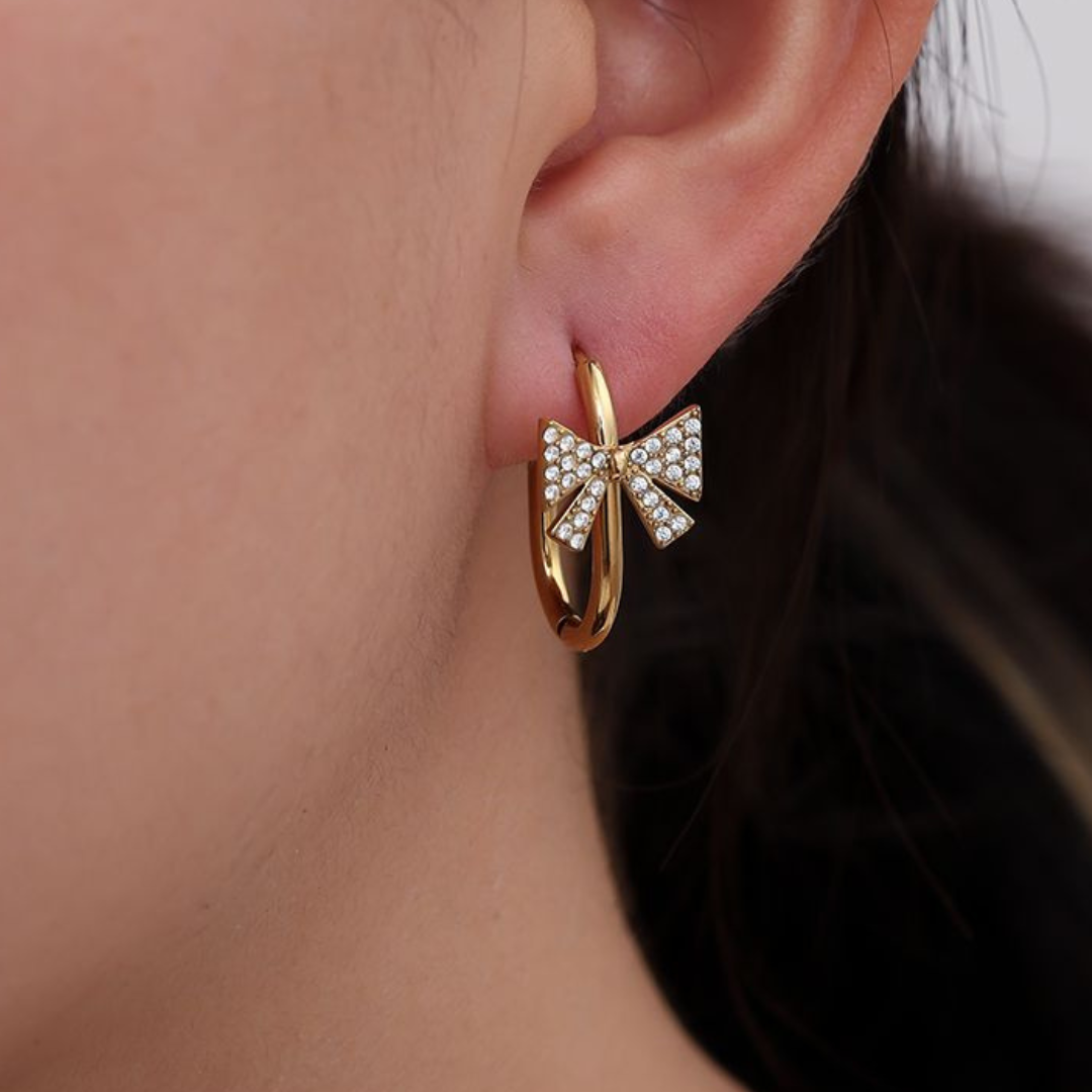 Edelstahl Ohrringe "Bow Gold" 14K vergoldet