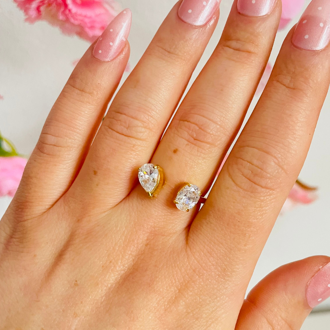 Edelstahl Ring "Oval Cut" Größenverstellbar