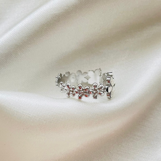 Edelstahl Ring "Flower Silber" Größenverstellbar