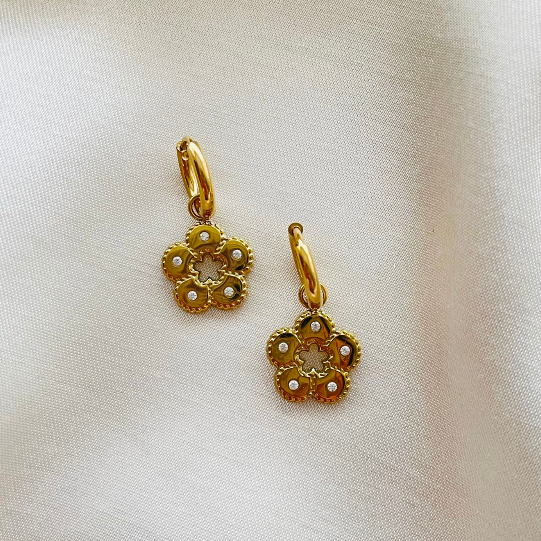 Edelstahl Ohrringe "Fleurina Gold" 14K vergoldet