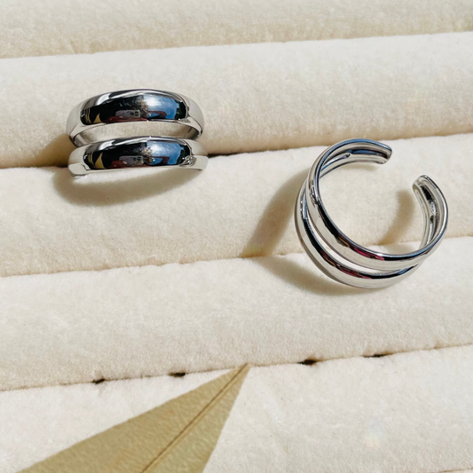 Edelstahl Ring "Behati Silber" Größenverstellbar