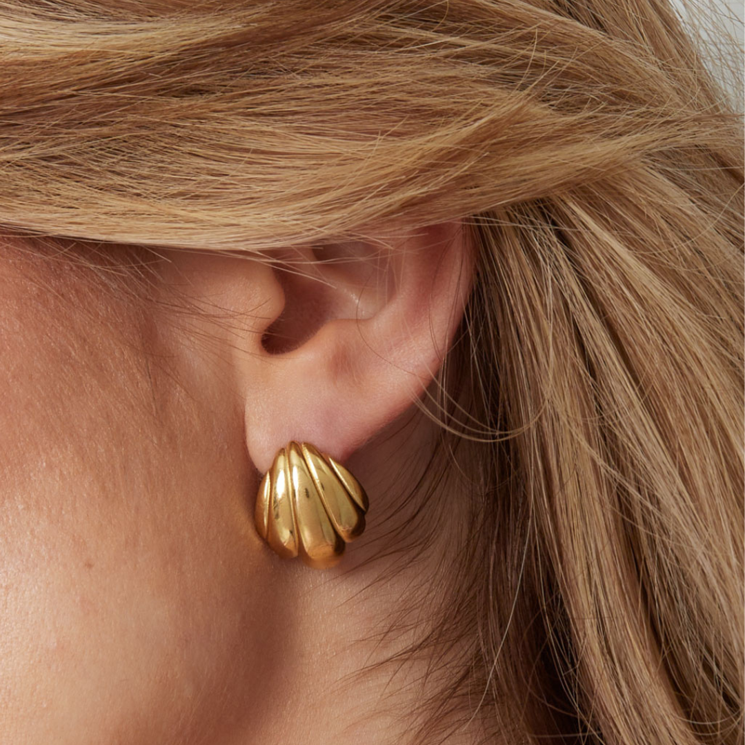 Edelstahl Ohrstecker "Shell Gold" 14K vergoldet