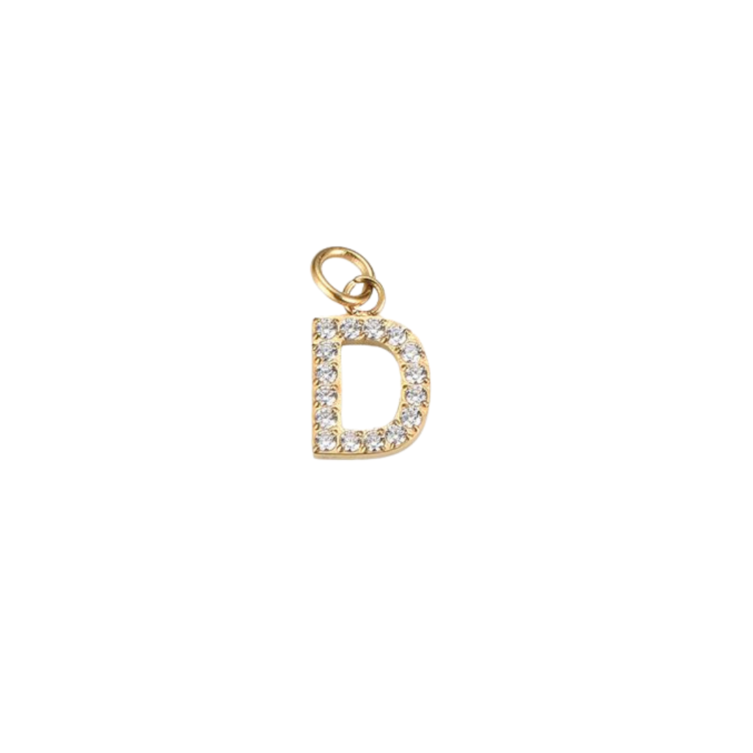 Edelstahl Charm "Letter Gold" mit Zirkonia Steinen