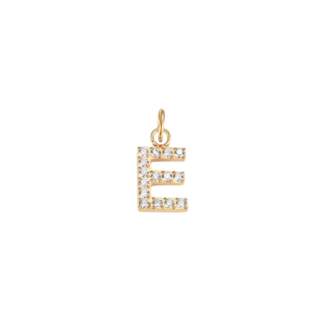 Edelstahl Charm "Letter Gold" mit Zirkonia Steinen